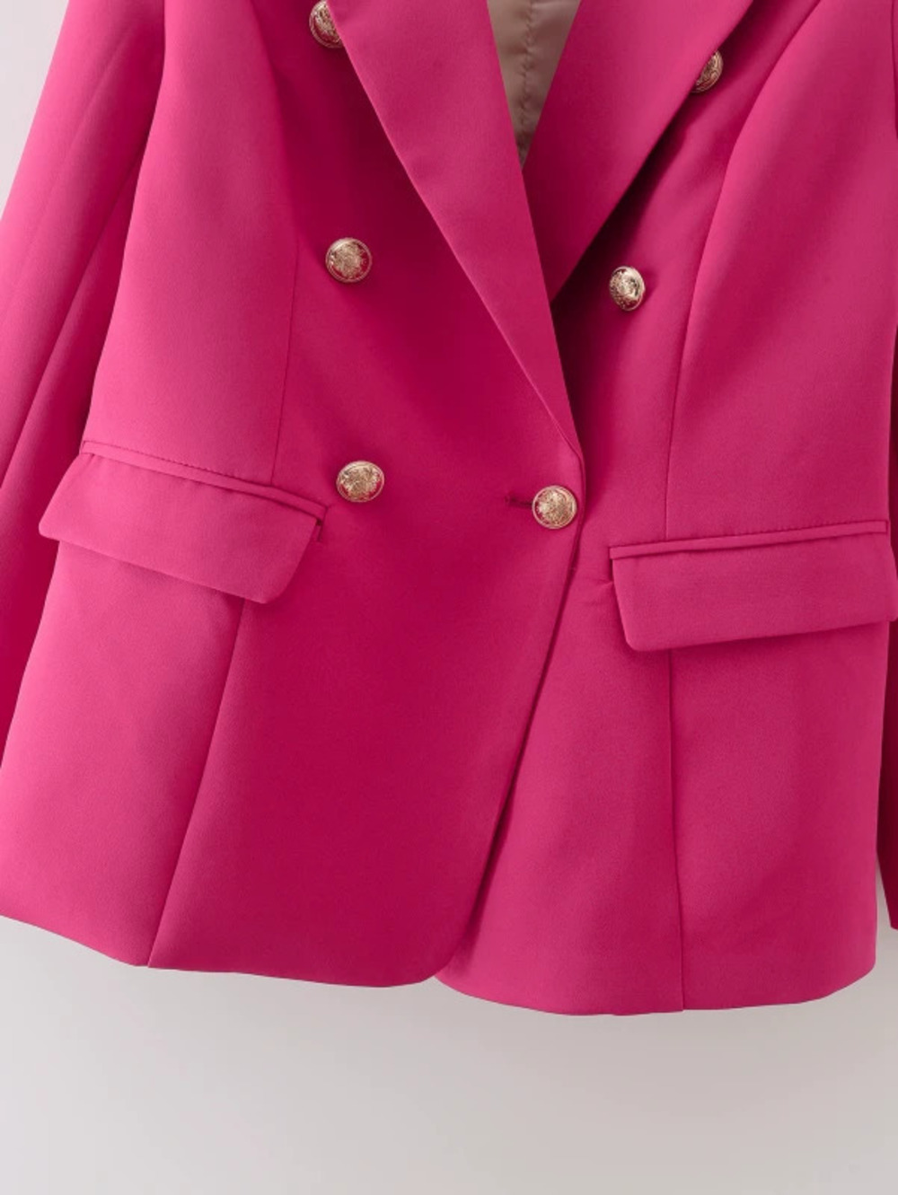 Rose Red Metal Button Blazer Suit Jacket